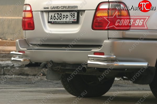 22 454 р. Защита заднего бампера из боковых уголков Souz-96( d76) Toyota Land Cruiser 100 дорестайлинг (1998-2002)  с доставкой в г. Калуга