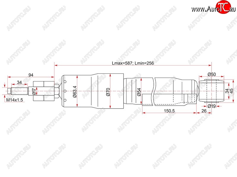 2 169 р. Амортизатор задний LH=RH SAT Toyota Land Cruiser 100 дорестайлинг (1998-2002)  с доставкой в г. Калуга