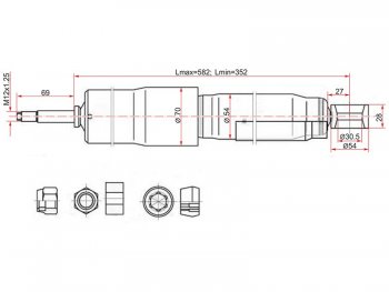2 289 р. Амортизатор задний LH=RH SAT  Toyota Land Cruiser ( 80,  J105) (1989-2007)  с доставкой в г. Калуга. Увеличить фотографию 1