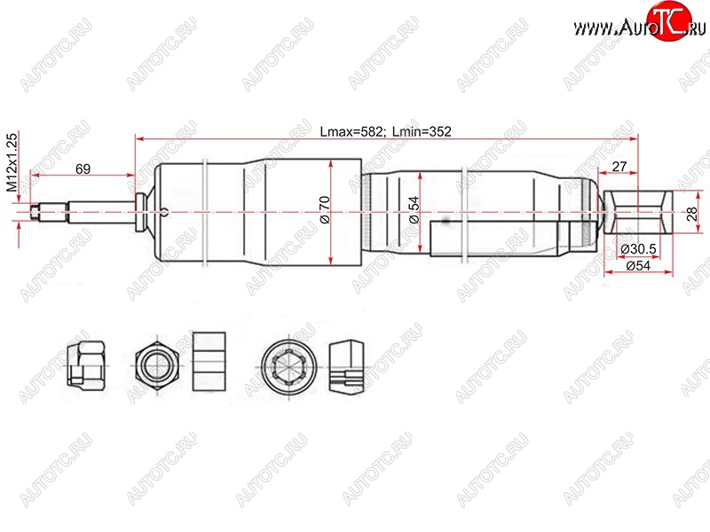 2 289 р. Амортизатор задний LH=RH SAT  Toyota Land Cruiser ( 80,  J105) (1989-2007)  с доставкой в г. Калуга