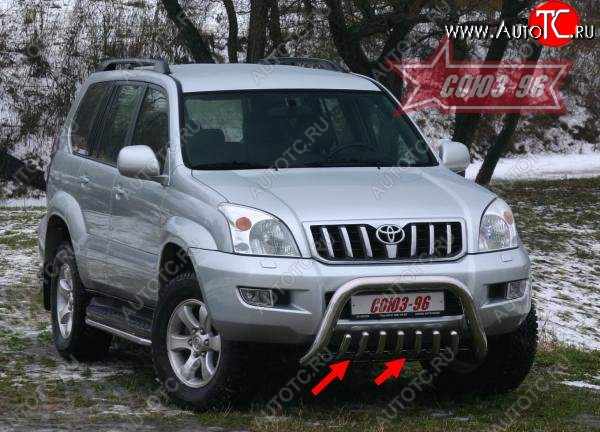 14 264 р. Защита переднего бампера нижняя Souz-96 Toyota Land Cruiser Prado J120 (2002-2009)  с доставкой в г. Калуга