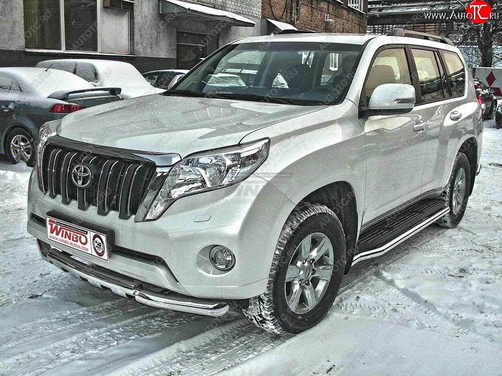 15 799 р. Защита переднего бампера WINBO (Ø76 мм, нержавейка) Toyota Land Cruiser Prado J120 (2002-2009)  с доставкой в г. Калуга