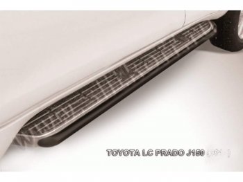 7 349 р. Защита штатного порога d42 Slitkoff  Toyota Land Cruiser Prado  J150 (2017-2020) (Цвет: серебристый)  с доставкой в г. Калуга. Увеличить фотографию 1