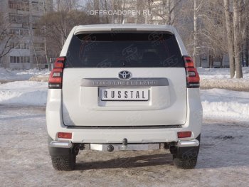 9 599 р. Защита заднего бампера (Ø76 мм уголки, нержавейка) SLITKOFF  Toyota Land Cruiser Prado  J150 (2017-2020) 2-ой рестайлинг  с доставкой в г. Калуга. Увеличить фотографию 2