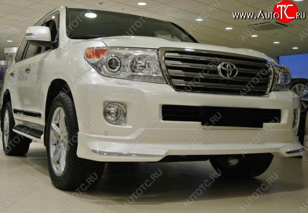 21 599 р. Накладка на передний бампер CT Toyota Land Cruiser 200 1-ый рестайлинг (2012-2015) (Неокрашенная)  с доставкой в г. Калуга