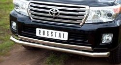 24 999 р. Защита переднего бампера (2 трубыØ76 и 75х42 мм, нержавейка) Russtal  Toyota Land Cruiser  200 (2012-2015)  с доставкой в г. Калуга. Увеличить фотографию 1