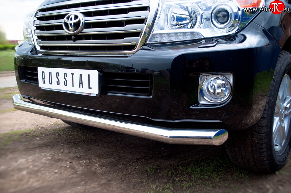 15 649 р. Одинарная удлинённая защита переднего бампера диаметром 76 мм Russtal  Toyota Land Cruiser  200 (2012-2015)  с доставкой в г. Калуга
