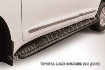 10 699 р. Защита штатного порога d42 Slitkoff  Toyota Land Cruiser  200 (2012-2015) (Цвет: серебристый)  с доставкой в г. Калуга. Увеличить фотографию 1