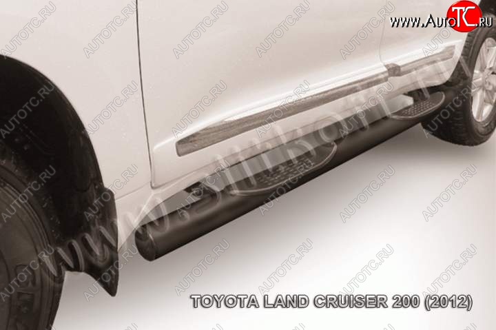 13 999 р. Защита порогов Slitkoff  Toyota Land Cruiser  200 (2012-2015) (Цвет: серебристый)  с доставкой в г. Калуга