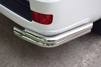 23 399 р. Защита заднего бампера Petroil Tuning (уголки двойные, d63/51)  Toyota Land Cruiser  200 (2015-2021) (Нержавеющая полированная сталь)  с доставкой в г. Калуга. Увеличить фотографию 1