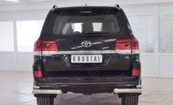 13 499 р. Защита заднего бампера (2 трубы Ø76х42 мм, нержавейка) SLITKOFF  Toyota Land Cruiser  200 (2015-2021) 2-ой рестайлинг  с доставкой в г. Калуга. Увеличить фотографию 1