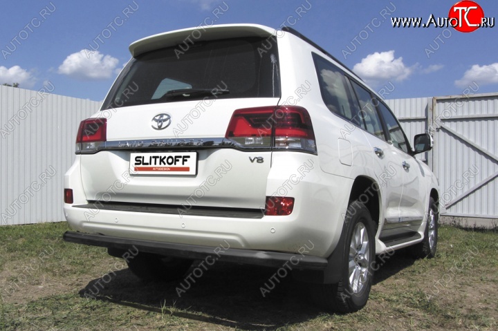 10 199 р. Защита задняя Slitkoff  Toyota Land Cruiser  200 (2015-2021) (Цвет: серебристый)  с доставкой в г. Калуга