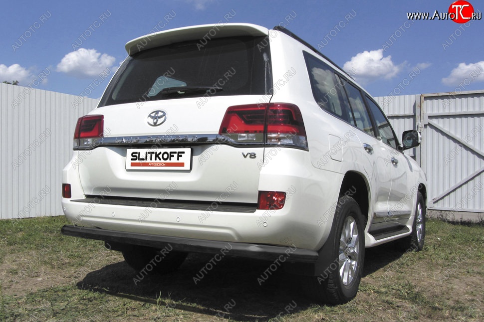10 199 р. Защита задняя Slitkoff  Toyota Land Cruiser  200 (2015-2021) (Цвет: серебристый)  с доставкой в г. Калуга