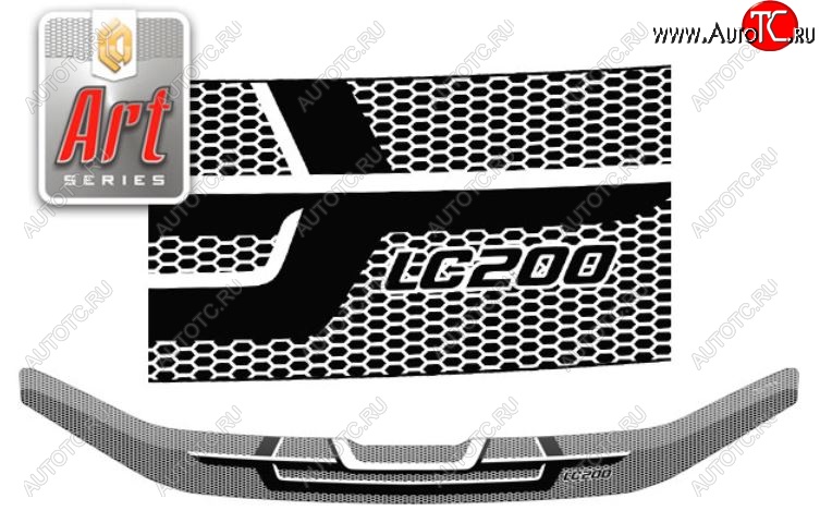 2 399 р. Дефлектор капота CA-Plastiс  Toyota Land Cruiser  200 (2015-2021) (Серия Art графит)  с доставкой в г. Калуга