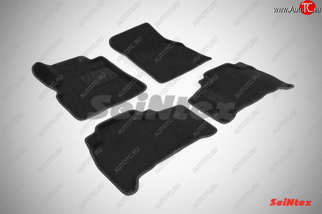 5 449 р. Износостойкие коврики в салон SeiNtex Premium 3D 4 шт. (ворсовые, черные)  Toyota Land Cruiser  200 (2007-2012)  с доставкой в г. Калуга