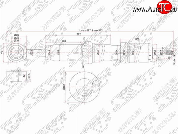 4 199 р. Амортизатор передний SAT (установка на левую или правую сторону) Toyota Land Cruiser 200 дорестайлинг (2007-2012)  с доставкой в г. Калуга