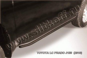 7 349 р. Защита штатного порога d42 Slitkoff  Toyota Land Cruiser Prado  J150 (2009-2013) (Цвет: серебристый)  с доставкой в г. Калуга. Увеличить фотографию 1