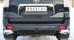 Защита заднего бампера (Ø76 мм уголки, нержавейка) Russtal Toyota Land Cruiser Prado J150 дорестайлинг (2009-2013)