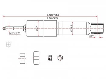 1 599 р. Амортизатор передний LH=RH SAT  Toyota LiteAce  Noah (1996-2001)  с доставкой в г. Калуга. Увеличить фотографию 1