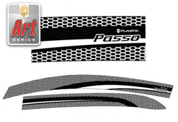2 349 р. Дефлектора окон CA-Plastiс  Toyota Passo  2 (2010-2016) (Серия Art серебро)  с доставкой в г. Калуга. Увеличить фотографию 1