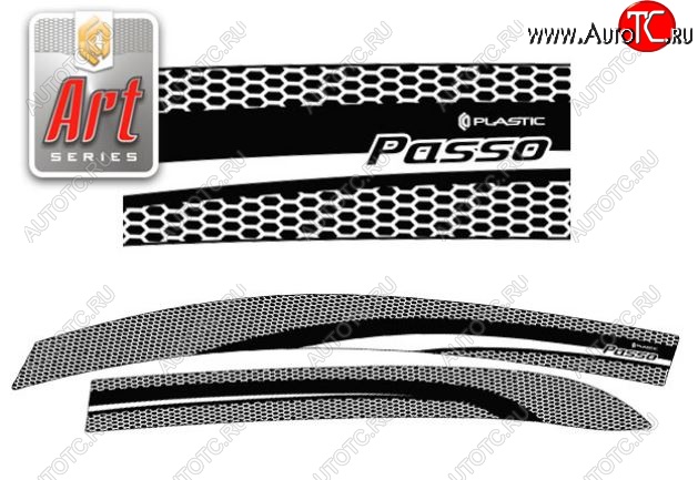 2 349 р. Дефлектора окон CA-Plastiс  Toyota Passo  2 (2010-2016) (Серия Art серебро)  с доставкой в г. Калуга