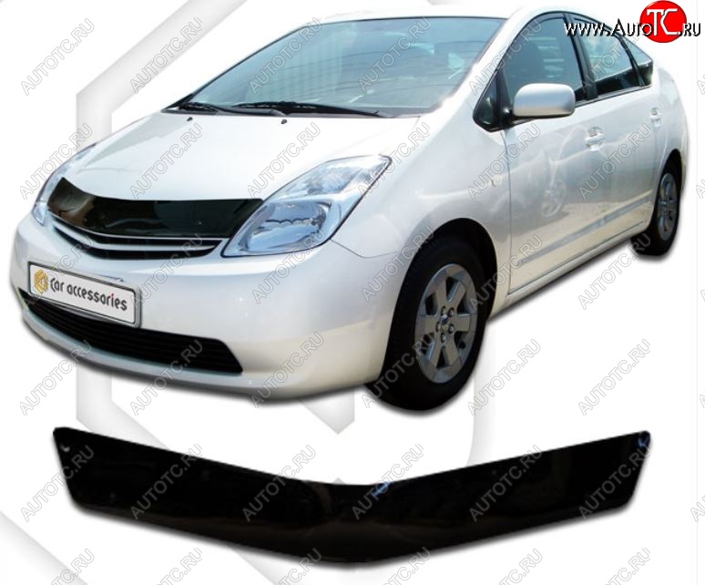 1 989 р. Дефлектор капота (правый руль) CA-Plastiс  Toyota Prius  XW20 (2003-2011) (Classic черный, Без надписи)  с доставкой в г. Калуга