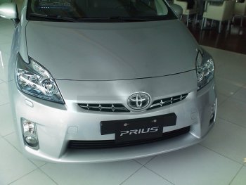 1 399 р. Декоративные элементы решетки радиатора SAT Toyota Prius XW30 дорестайлинг (2009-2011) (Хром)  с доставкой в г. Калуга. Увеличить фотографию 2