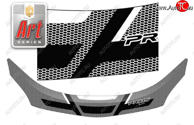 2 799 р. Дефлектор капота CA-Plastiс exclusive  Toyota Prius  XW30 (2009-2011) (Серия Art черная)  с доставкой в г. Калуга