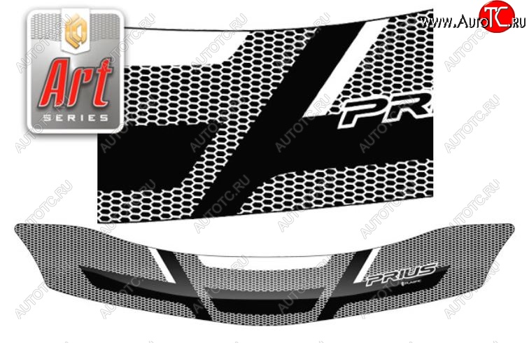 2 349 р. Дефлектор капота CA-Plastiс  Toyota Prius  XW30 (2009-2011) (Серия Art черная)  с доставкой в г. Калуга