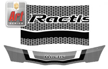 2 259 р. Дефлектор капота CA-Plastiс  Toyota Ractis (2005-2010) (Серия Art черная)  с доставкой в г. Калуга. Увеличить фотографию 1