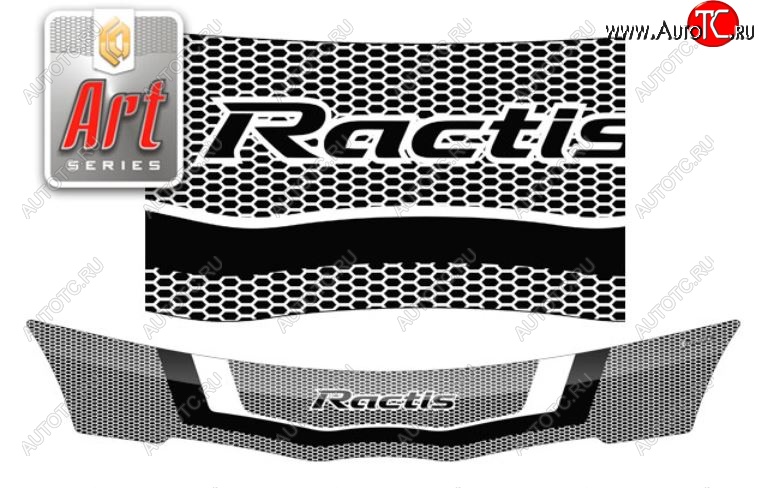 2 259 р. Дефлектор капота CA-Plastiс  Toyota Ractis (2005-2010) (Серия Art черная)  с доставкой в г. Калуга