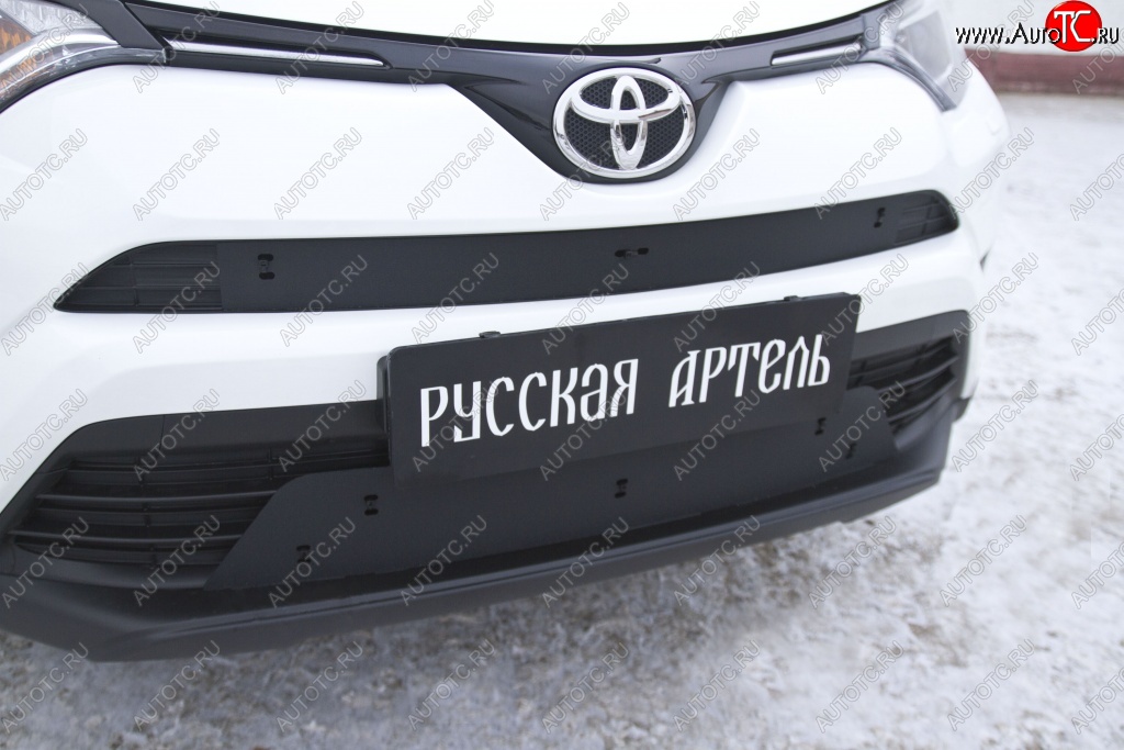 1 439 р. Зимняя заглушка решетки переднего бампера РА  Toyota RAV4  XA40 (2015-2019)  с доставкой в г. Калуга