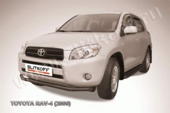 4 949 р. Защита переднего бампер Slitkoff  Toyota RAV4  XA305 (2005-2009) (Цвет: серебристый)  с доставкой в г. Калуга. Увеличить фотографию 1