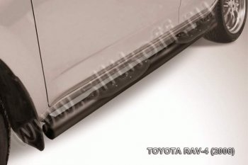 8 749 р. Защита порогов Slitkoff  Toyota RAV4  XA305 (2005-2009) (Цвет: серебристый)  с доставкой в г. Калуга. Увеличить фотографию 1
