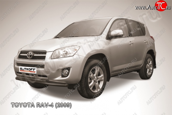 7 299 р. Защита переднего бампер Slitkoff  Toyota RAV4  XA30 (2008-2010) (Цвет: серебристый)  с доставкой в г. Калуга