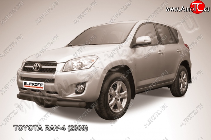 7 999 р. Защита переднего бампер Slitkoff  Toyota RAV4  XA30 (2008-2010) (Цвет: серебристый)  с доставкой в г. Калуга