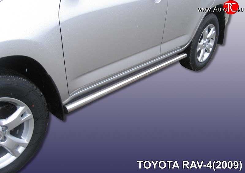 9 999 р. Защита порогов из круглой трубы диаметром 57 мм Slitkoff Toyota RAV4 XA30 5 дв. 1-ый рестайлинг (2008-2010) (Цвет: нержавеющая полированная сталь)  с доставкой в г. Калуга