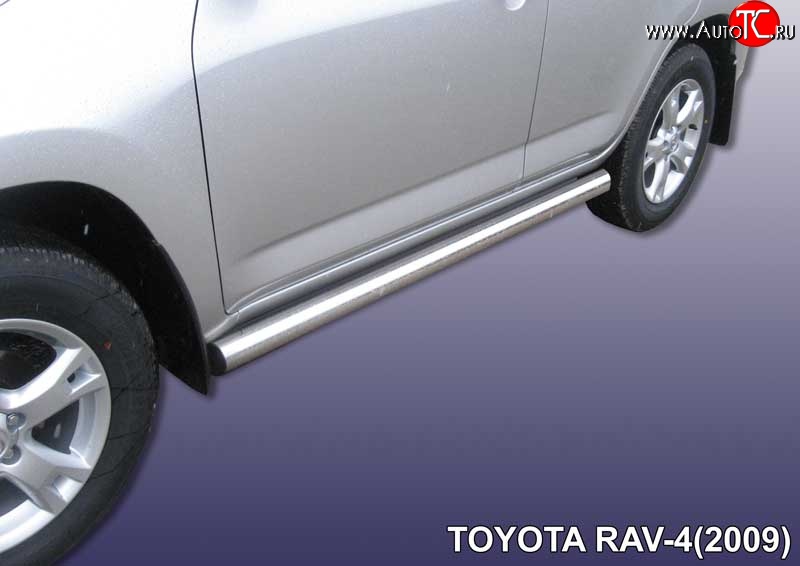 10 749 р. Защита порогов из круглой трубы диаметром 76 мм Slitkoff  Toyota RAV4  XA30 (2008-2010) (Цвет: нержавеющая полированная сталь)  с доставкой в г. Калуга