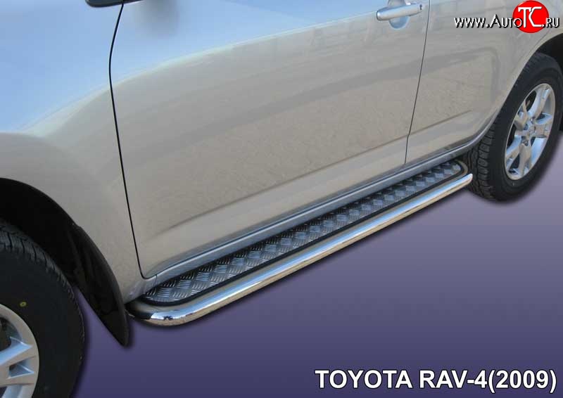 12 199 р. Широкая защита порогов с трубой диаметром 57 мм Slitkoff Toyota RAV4 XA30 5 дв. 1-ый рестайлинг (2008-2010) (Цвет: нержавеющая полированная сталь)  с доставкой в г. Калуга