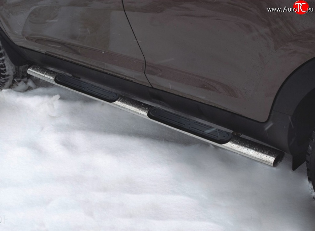 18 899 р. Защита порогов для ног из овальной трубы диаметром 75x42 мм с пластиковыми накладками Russtal Toyota RAV4 XA30 5 дв. 1-ый рестайлинг (2008-2010)  с доставкой в г. Калуга