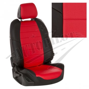 7 249 р. Чехлы сидений AUTOPILOT Экокожа (40/60 с подлокотником)  Toyota RAV4  XA50 (2018-2024) (Черный + Красный)  с доставкой в г. Калуга. Увеличить фотографию 1