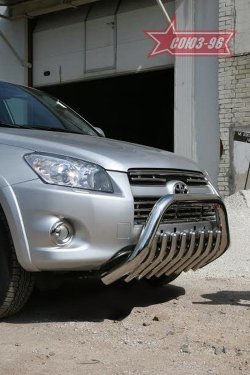 20 969 р. Защита переднего бампера Souz-96 (d76)  Toyota RAV4  XA30 (2009-2010)  с доставкой в г. Калуга. Увеличить фотографию 1
