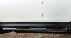 19 749 р. Защита порогов с пластиковыми вставками для ног из круглой трубы диаметром 76 мм Russtal  Toyota RAV4  XA40 (2012-2015) (Защита порогов с со скосами на торцах (вариант 1))  с доставкой в г. Калуга. Увеличить фотографию 2