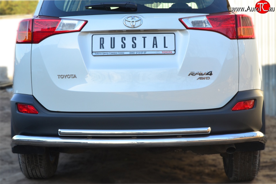 15 999 р. Защита заднего бампера (Ø63 и 42 мм, нержавейка) Russtal  Toyota RAV4  XA40 (2012-2015)  с доставкой в г. Калуга