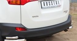 13 999 р. Защита заднего бампера (2 трубы Ø63 и 42 мм, уголки, нержавейка) Russtal  Toyota RAV4  XA40 (2012-2015)  с доставкой в г. Калуга. Увеличить фотографию 1