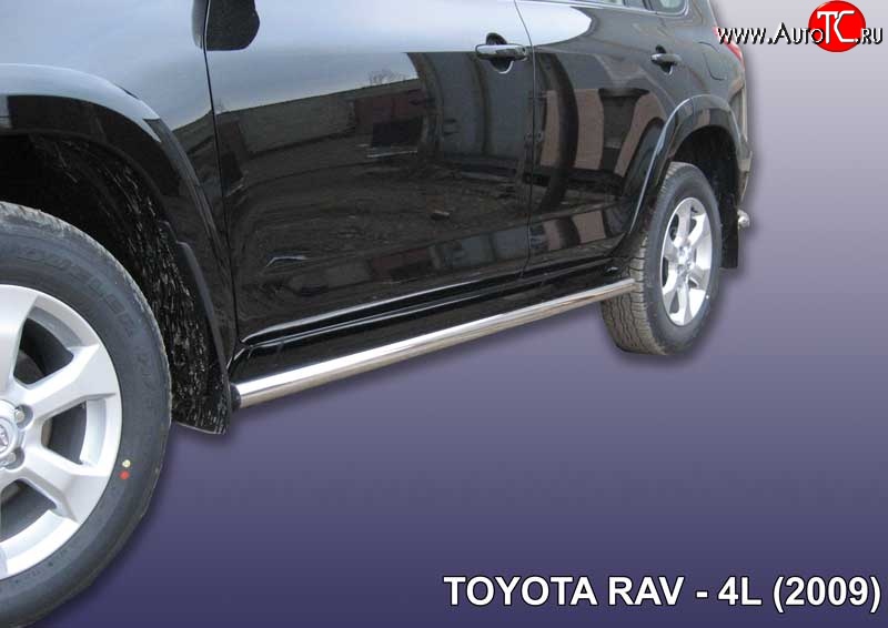 11 349 р. Защита порогов из круглой трубы диаметром 57 мм Slitkoff  Toyota RAV4  XA30 (2003-2010) (Цвет: нержавеющая полированная сталь)  с доставкой в г. Калуга