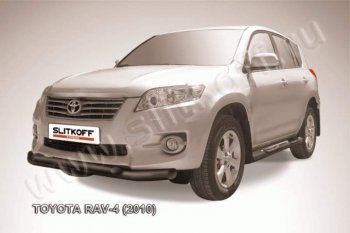 7 999 р. Защита переднего бампер Slitkoff Toyota RAV4 XA30 5 дв. удлиненный 2-ой рестайлинг (2010-2013) (Цвет: серебристый)  с доставкой в г. Калуга. Увеличить фотографию 1