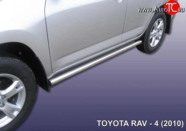 14 299 р. Защита порогов из круглой трубы диаметром 57 мм Slitkoff  Toyota RAV4  XA30 (2010-2013) (Цвет: нержавеющая полированная сталь)  с доставкой в г. Калуга