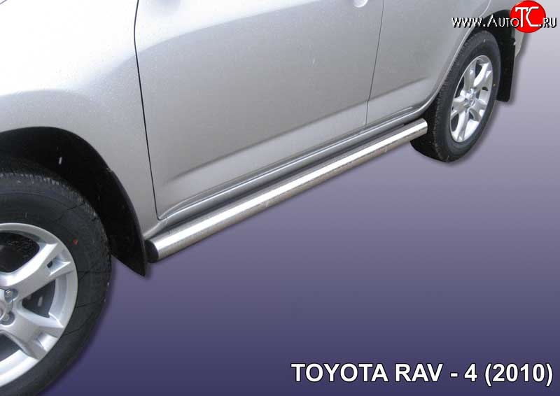 10 749 р. Защита порогов из круглой трубы диаметром 76 мм Slitkoff  Toyota RAV4  XA30 (2010-2013) (Цвет: нержавеющая полированная сталь)  с доставкой в г. Калуга