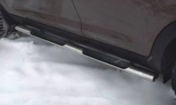 Защита порогов для ног из овальной трубы диаметром 75x42 мм с пластиковыми накладками Russtal Toyota RAV4 XA30 5 дв. 2-ой рестайлинг (2010-2013)